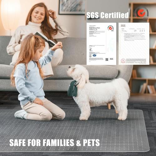 Office Chair Mat for Carpet, tixpol 46 x 60 Chair Mat for Carpeted Floors, Non-Slip Carpet Protector Floor Mat with Grips, Heavy-Duty Rolling Under Desk Mat for Home Office and Gaming (Clear)