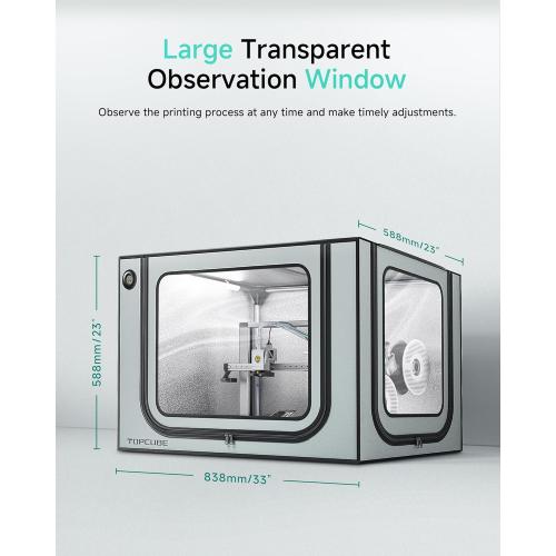 3D Printer Enclosure for Bambu Lab A1 Combo, Stainless Steel Frame Enclosure with LED Light, Fireproof Dustproof Noise Reduction Constant Temperature 3D Printer Cover, 838x588x588MM