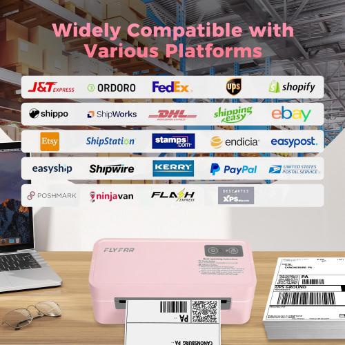 Bluetooth Thermal Label Printer, 4x6 Shipping Label Printer  (Pink)