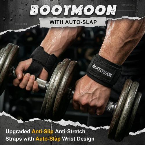 Lifting Wrist Straps for Weightlifting, One-Hand Snap Lock
