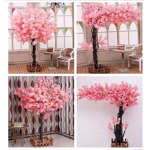 Artificial Cherry Blossom Trees Blossom Tree Handmade Light Pink Tree Indoor Outdoor Home Office Party Flower Silk Fake Tree,001,181x151cm/5.9x4.9ft