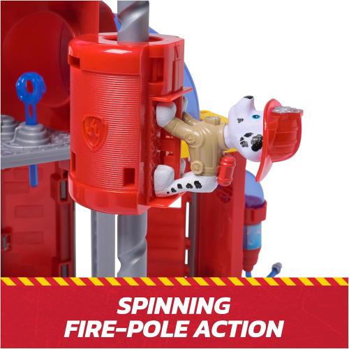 Paw Patrol Fire Rescue Command Center with Marshall Figure, Rescue Fire Truck, Lights, Launcher & Sound Fx, Kids Toys for Boys & Girls Ages 3 and Up