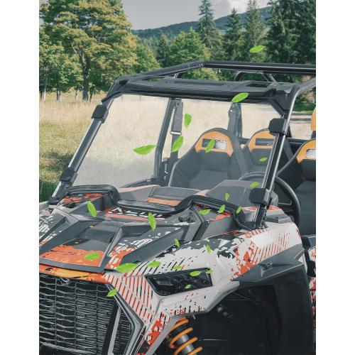 KEMIMOTO Front Windshield Compatible with 2019-2023 Polaris RZR XP 1000 / RZR XP Turbo 2 and 4 Seater, Impact UV Resistant Hard-Coated PC Pre-Installed Rubber Strip Full Windshield #288401