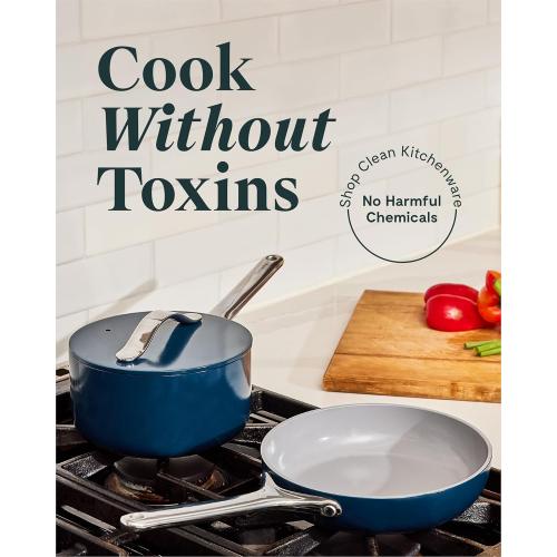 Caraway Mini Cookware Set - Non-Stick Ceramic Fry Pan (1.05 qt, 8) & Sauce Pan (1.75 qt) - Non Toxic, PTFE & PFOA Free - Oven Safe & Stovetop Agnostic (Gas, Electric & Induction) - Marigold