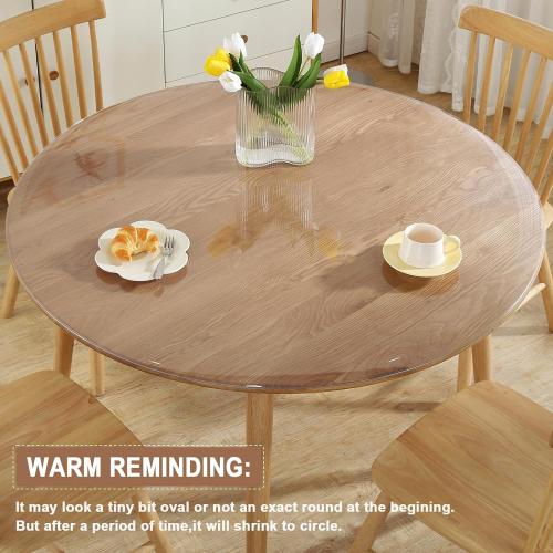 LovePads Round Clear Table Cover Protector 46 Inch, 2mm Thick Table Protector for Dining Room, Waterproof Plastic Cover PVC Vinyl Tablecloth, Circle Tabletop Protective Pad for Furnture Surface