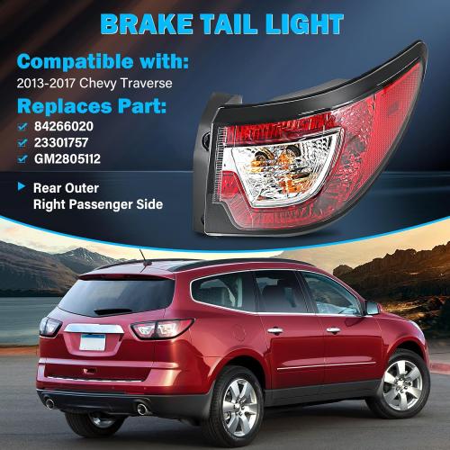 Tail Lights Assembly Compatible with 2013 2014 2015 2016 2017 Chevy Traverse Right Passenger Side Rear Taillights Brake Turn Signal Lamp Halogen Lighting Replace: 84266020,23301757