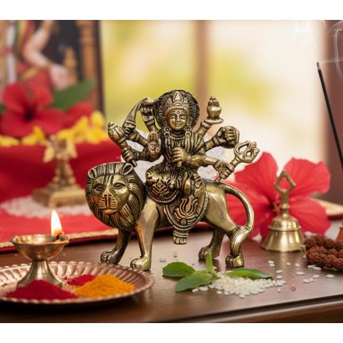 Size 4.6 eSplanade Brass Maa Durga/MATA Rani Idol, Statue, moorti, murti for Home Mandir and Home Decor (4.6 Inches)