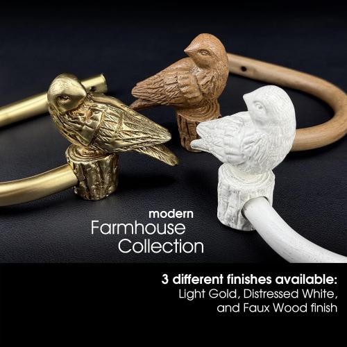 Curtain Drapery Holdbacks with Resin Bird, Wall Mount Drapery Hooks Holders, Set of 2, Gold