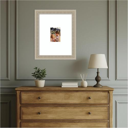 Amanti Art Picture Frame Matted to  Photo Frame, Mezzo Silver Wood Framing for your Wedding Photos, Family Pictures, Diploma, Certificate, Kids Art Gift for Mom or Poster Wall Decor