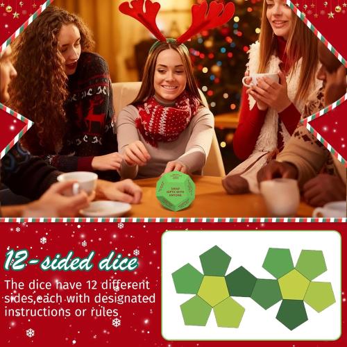 Santa Swap Gift Exchange Dice, 3 * 3in Exchange Gifts Family Game, Christmas Stocking Stuffers Gift Exchange Dice Games for Friends for Xmas, Birthday, Party and Family Night, Holiday