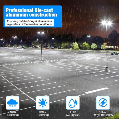 LED Parking Lot Light 300W, UL Listed 42,000LM 5000K Shoebox Light with Dusk to Dawn Photocell,Adjustable Arm Mount, IP66 Waterproof, Commercial LED Area Security for Parking Lot,Roadway,2PACK