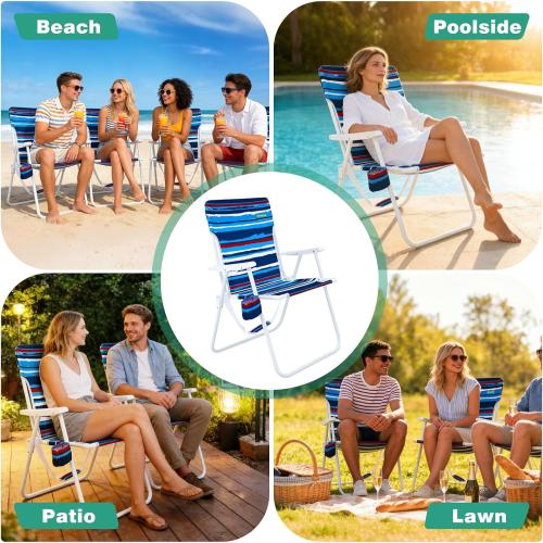 SunnyFeel 15 Tall Folding Beach Chair for Adults 2 Pack, Oversized Portable High Seat Sand Chair Heavy Duty 300 LBS, Foldable Camping Lawn Chairs for Camp/Outdoor/Travel/Picnic/Concert/Sports