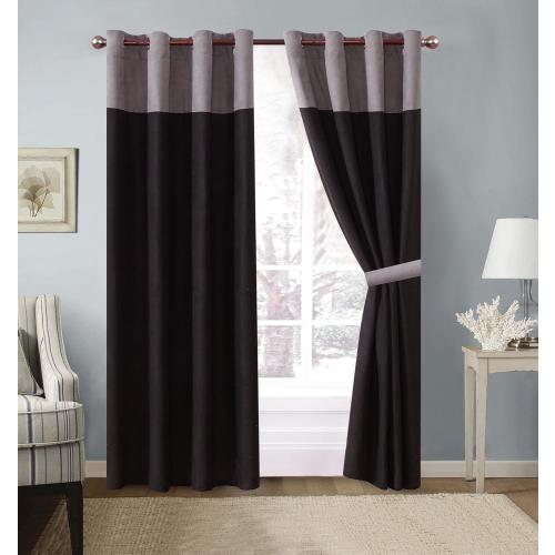 Queen Grand Linen Oversize Black/Grey Comforter Set Micro Suede Patchwork Bed in A Bag