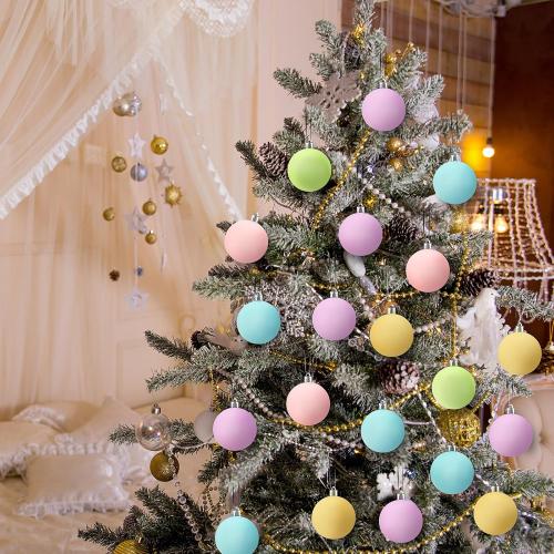 Gejoy 30 Pcs Pastel Christmas Bulbs Ornaments 2.36'' Pastel Candy Christmas Decorations Shatterproof Macaron Xmas Tree Balls Hanging Ornaments Pink Green Yellow Blue Rainbow Xmas Tree Decor