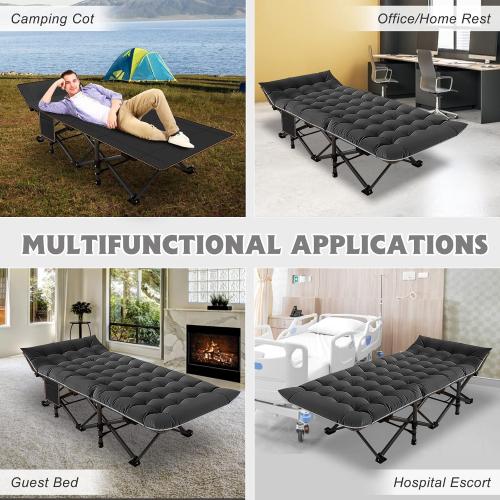 Camping Cot for Adult Large Extra Wide, Heavy-Duty 1200D Oxford Cot for Sleeping, Portable Folding Camp Bed with Mat & Carry Bag