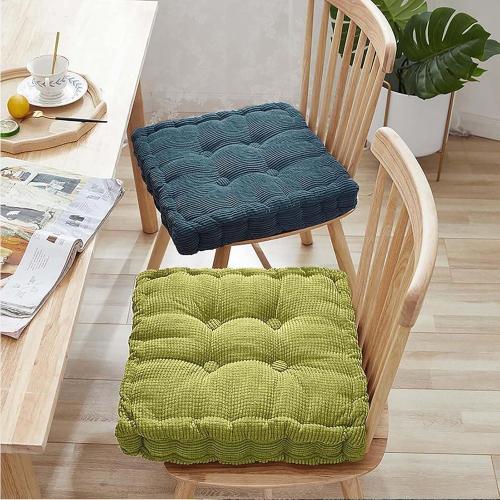 2 Pack Meditation Floor Pillow Large Square and Round Floor Cushions for Adults Yellow Corduroy Floor Seat Pillows Cushion for Living Room Balcony Tatami Yoga,18x18 Inch