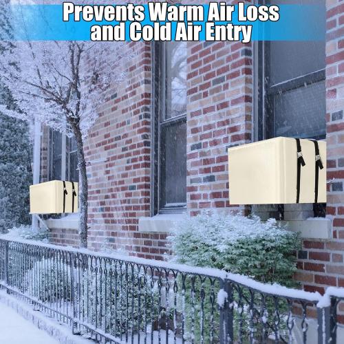 2 Pack Window Air Conditioner Cover for Outside Winter Windproof 3 Layer Insulation Window Air Conditioner Freeze Protection Cover for Outdoor Ac Unit(21 w X 16 d X 15 h,Beige)