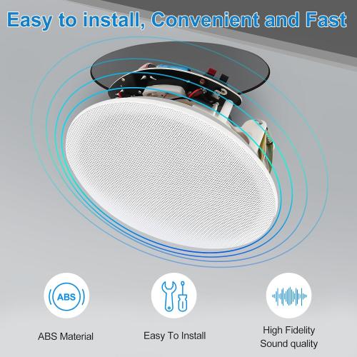 STUDIOFINIX 6.5 Inch Bluetooth Ceiling Speakers,600W 2-Way System with Wall Amplifier,for Home Theater, Living Room,Office,Kichten,Study Room,Basement,Covered Patio and Flush Mount (4 Speakers)