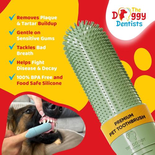 Dog Toothbrush Cat Puppy Finger Toothbrush | Pack of 2 with Storage Cases | Remove Plaque & Tartar Fights Bad Breath | 360° Bristles | Cat Dog Teeth Cleaning Products