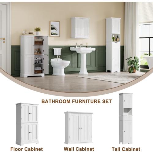 ChooChoo Bathroom Wall Cabinet, Over The Toilet Space Saver Storage Cabinet, Medicine Cabinet with 2 Door and Adjustable Shelves, Cupboard