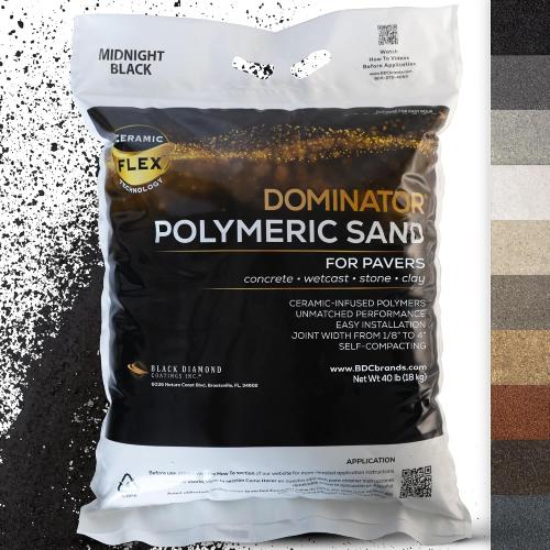 40 Pound Midnight Black DOMINATOR Polymeric Sand with Revolutionary Ceramic Flex Technology for Stabilizing Paver Joints/Gaps, 1/8” up to 4”, Professional Grade Results