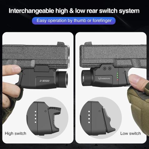 DARKFANG Compact Pistol Flashlight 1000 Lumen Tactical Flashlight | High and Low Rear Switch for Glock and Picatinny Rail