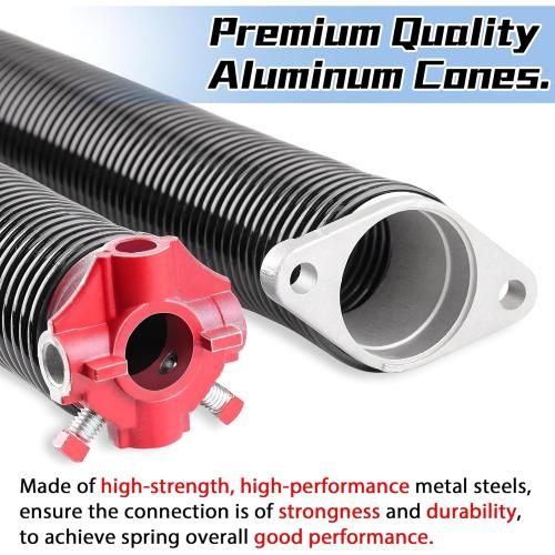 Pair of 2 Garage Door Torsion Springs Set with Non-Slip Winding Bars, High Precision Electrophoresis Oil-Free Black Coated for Replacement & Installation, MIN 16000 Cycles(0.234X2 X31)