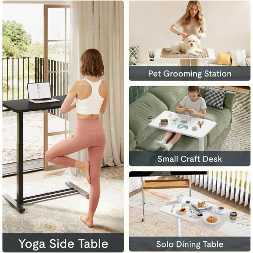 FLEXISPOT Mobile Standing Desk with Wheels Pneumatic Laptop Desk Rolling Computer Cart Movable Height Adjustable Small Sit Stand Workstation Home Use (31.5 W x 17.7 D, *****WHITE!!!!!*****)