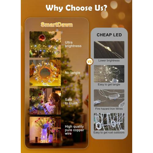 Fairy Lights Plug in, 10FT 200LEDs Twinkle String Lights, Ramadan Decorations Indoor Outdoor for Home Garden Stairs Table Tree, Waterproof, DIY Wreath, Christmas Decor
