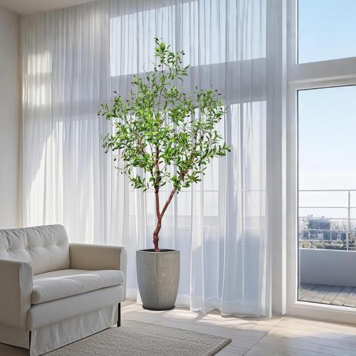 Faux Olive Tree Fake Tree Artificial Indoor 7 Feet (84 inches) Realistic Potted Silk Indoor Large Fruit for Home Offices, Living Rooms, Bedrooms, Stairs and Foyer Decor