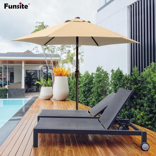 Beige 7.5Ft Patio Umbrella Replacement Canopy Market Yard Sunshade Umbrella Top Cover 7.5Ft
