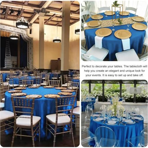 4 Pack Round Tablecloth 90 Inch Polyester Washable Fabric Table Covers for Wedding Dining Table Buffet Parties Banquet Decoration（Blue）