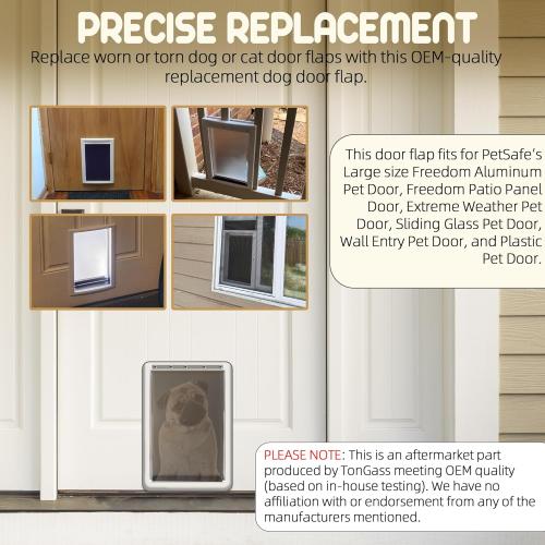 TonGass PAC11-11039 Large Dog Door Flap Replacement Compatible with PetSafe Freedom Dog Doors, 10 1/8x16 7/8 Pet Door Replacement Flaps with Magnetic Closure, Weather-Proof & Warp-Resistant - 2-Pack