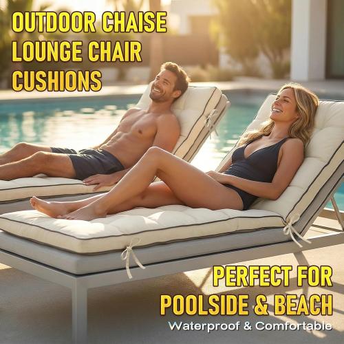 2 Pack 80x26 Inch Folding Chaise Lounge Cushion Quick Dry (Gray) | Outdoor Sun Lounger Seat Pad with Shredded Foam for Patio Furniture, Deck Chairs, Poolside