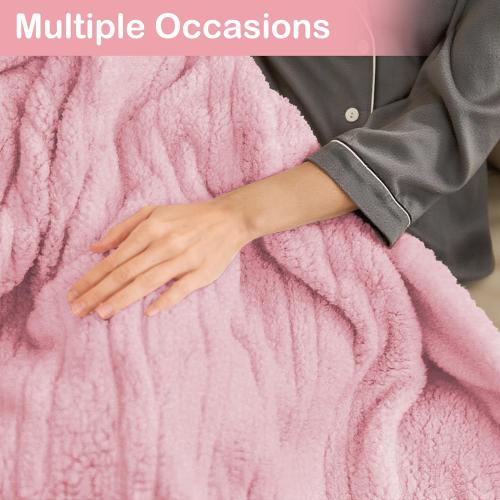 Electric Heated Blanket Full Size 72×84 with 9 Heating Levels & 1-10Hs Auto Off，Double Sided Plush Sherpa, Energy Efficient, Machine Washable, for Couch & Bed, Light Pink