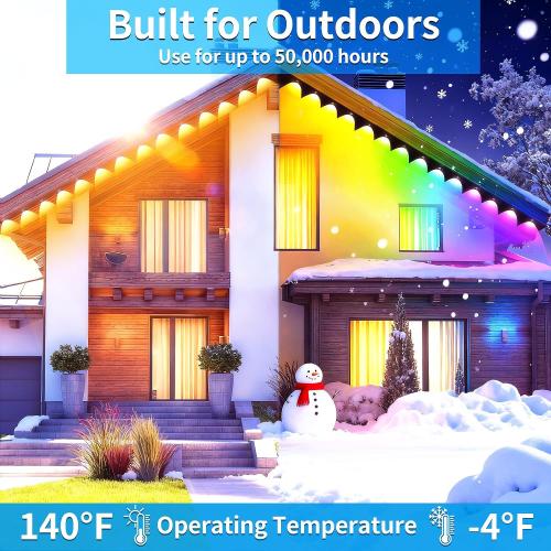 200FT Permanent Outdoor Lights for House,Waterproof Smart RGB LED Eaves Lights，permanent outdoor lights with App/Remote Control,Music synchronisation，for House,Halloween,Roof,Christmas Decorations