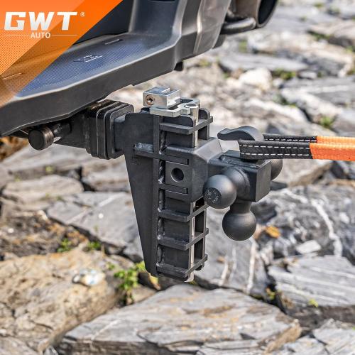 Adjustable Trailer Hitch with Hook, Tri-Ball (1-7/8 x 2 x 2-5/16) Drop Hitch, Fits 2.5-Inch Receiver, 6 Inch Drop Hitch, 18500 LBS GTW-Class 3 Tow Hitch for Heavy Duty Truck, Black