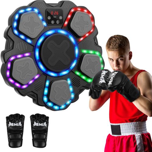 Music Boxing Machine Sport Toys for Kids and Adults,Wall Mounted Bluetooth Smart Punching Target,Training Pad Toy with Boxing Glove,Ideas Toys for Boys Girls Kids 3 4 5 6 7 8 9 10 11 12  Years Old