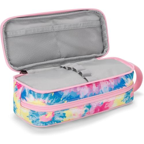 Choco Mocha Girls Pencil Case for Kids, Soft Large Zipper Pencil Pouch for Kids with 2 Compartments Girls Pencil Case for School Tie Dye Pencil Bag, Colorful