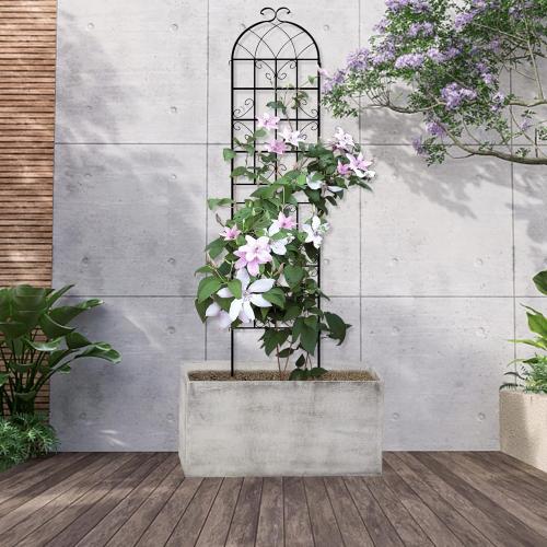 LZRS 2 Pack 83x20in Rustic Iron Arch Decoration Garden Trellis with Black Metal Coating – Perfect for Supporting Climbing Plants Outdoor, Roses, Vines, Flowers, and Vegetables.