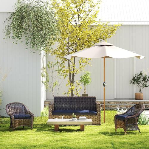 Outdoor Chair Cushions 22x22x4 Inch Set of 2, Dark Blue | Tufted Seat Pads with Ties for Patio Furniture Wicker Chairs Dining Chair, Waterproof Fade Resistant, Indoor Outside Use