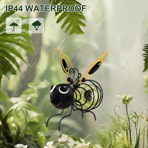EVOLUX Hanging Bee Solar Garden Lights Decor for Outside, Outdoor Statues Figurine Lights Decorations for Patio Balcony Yard Ornament Housewarming(2 pcs)