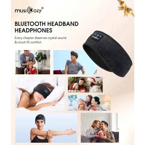 MUSICOZY Sleep Headphones Bluetooth 5.4 Headband, Wireless Earphones Music Sleep Earbuds Sleeping Eye Mask with HD Stereo Speakers for Workout Running Travel Yoga, Ideal Gifts for Men Women Mom Dad