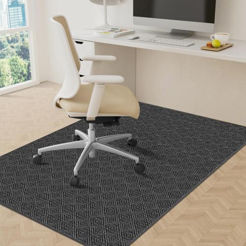 KMAT Office Chair Mat, 36x48in Heavy Duty Hardwood/Tile Floor Protector, Floor Mat Computer Desk Mat for Rolling Chairs, Work, Study, Office, Black