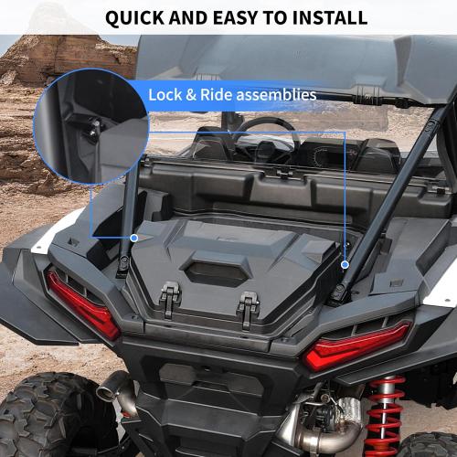 SAUTVS UTV 55 QT Rear Cargo Box for Polaris RZR XP 1000 / XP4 1000 2024 2025 Accessories, Poly Water Resistant Rear Cargo Storage Box Trunk Bed Bin, Replace OEM #2884525