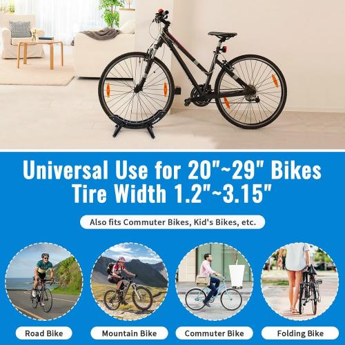 WILDKEN Bike Stand, Bike Stand Floor for Home/Garage Adjustable Bicycle Stand Bike Parking Rack Fit Road Bike, Mountain Bike, MTB, BMX, Commuter Bike, Kids Bike, Scooter (Black)