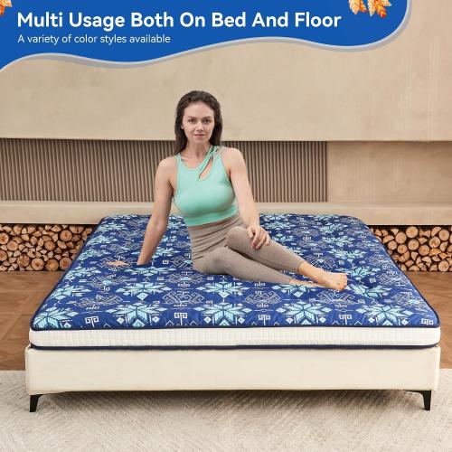 Dr.Futon Japanese Floor Futon Mattress Extra Thick Folding Roll Up Bed Topper Mat for Guest,Lounger and Tavel