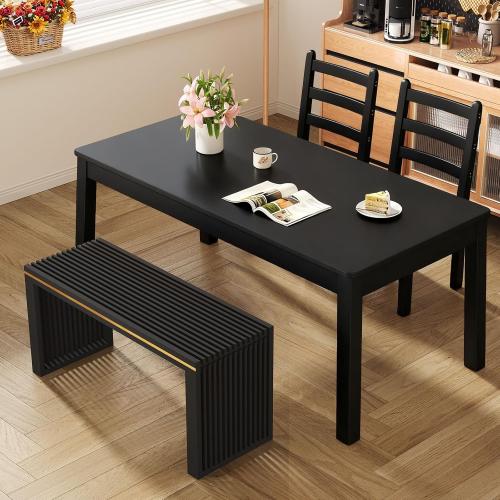 Wisuce Essentials Bamboo Indoor Long Dining Bench, Outdoor Modern Wood Benches 35 Inch Bamboo Bench for Living Room Hallway Bedroom Bathroom