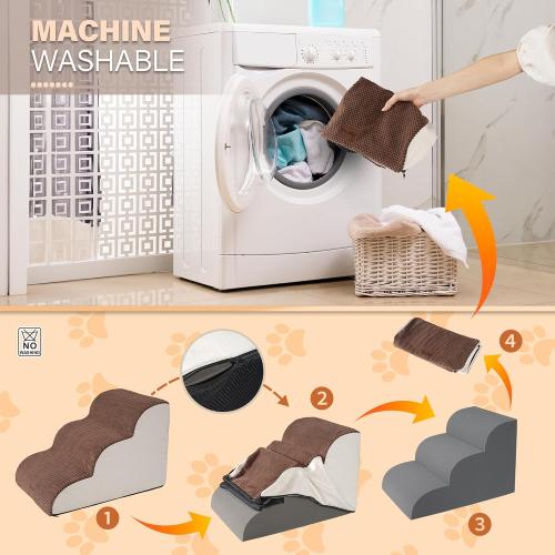 Dog Stairs for Small Dogs, Dog Ramp for Bed with 2 Colors Pet Stairs, Pet Stairs for High Beds, Dog Steps for Bed, Stairs for Dogs to Get on Bed (Pink)