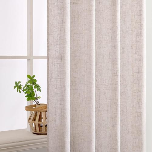 MIULEE Natural White Linen Curtains 80 Inch Length 2 Panels for Bedroom Living Room, Soft Thick Linen Textured Window Drapes Semi Sheer Light Filtering Back Tab Rod Pocket Burlap Look Decor